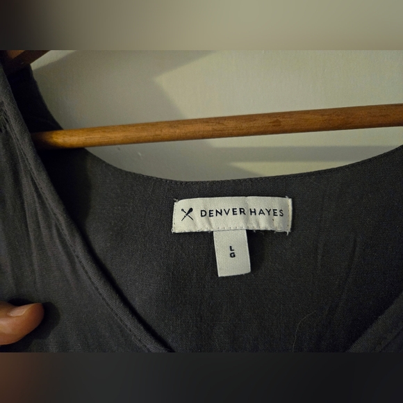 Denver Hayes. Size Large. Charcoal colored Sundress. Unlined. Drawstring back. - Picture 2 of 9